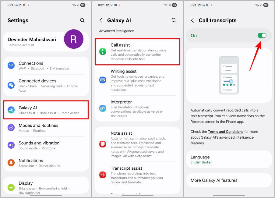 Enable AI Call Transcript on your Galaxy Smartphone