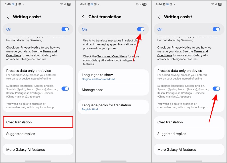 Enable Chat Translation for Writing Assist