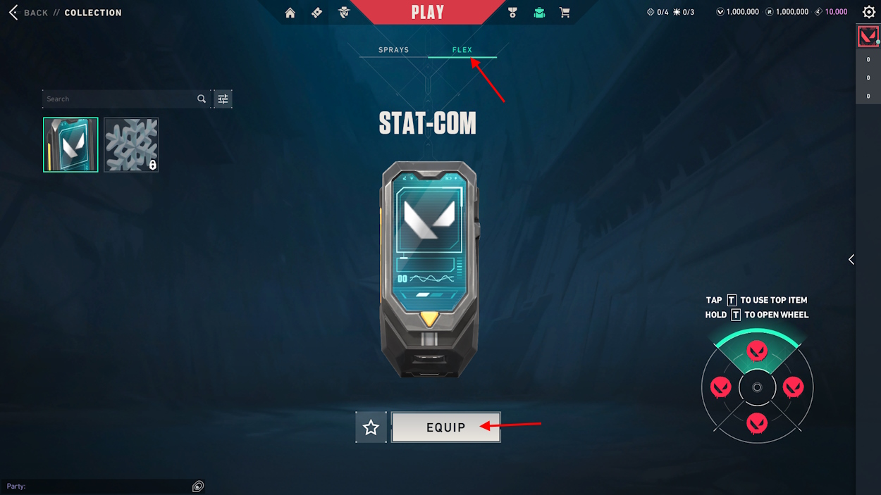 Flex Cosmetic equip option in Valorant