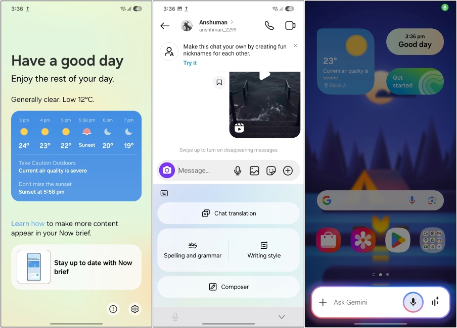 screenshots previewing new Galaxy AI features in Samsung Galaxy S25