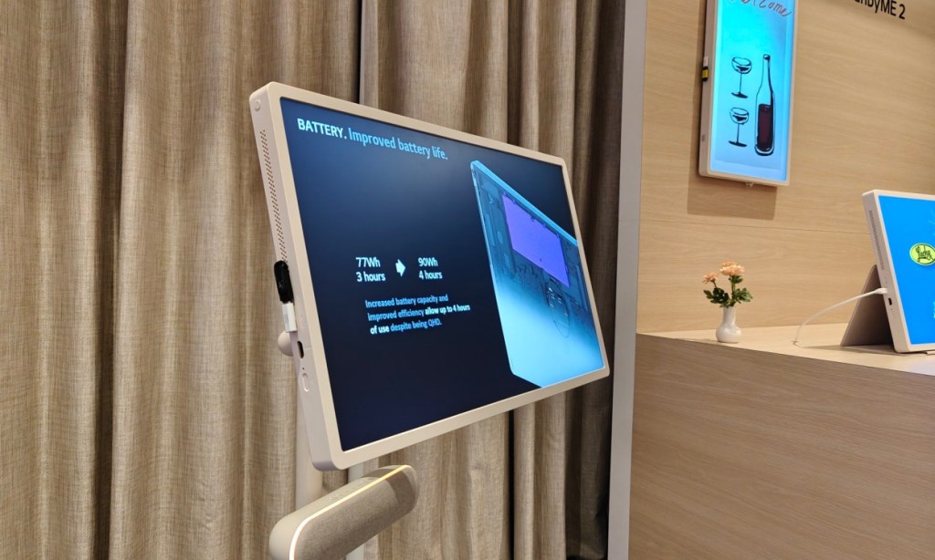 LG StanbyME 2 on display mounted on an accessory