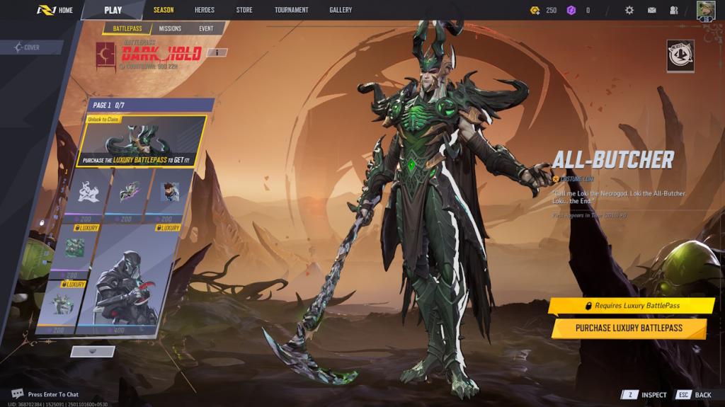 Loki skin and first battle pass page Marvel Rivals season 1