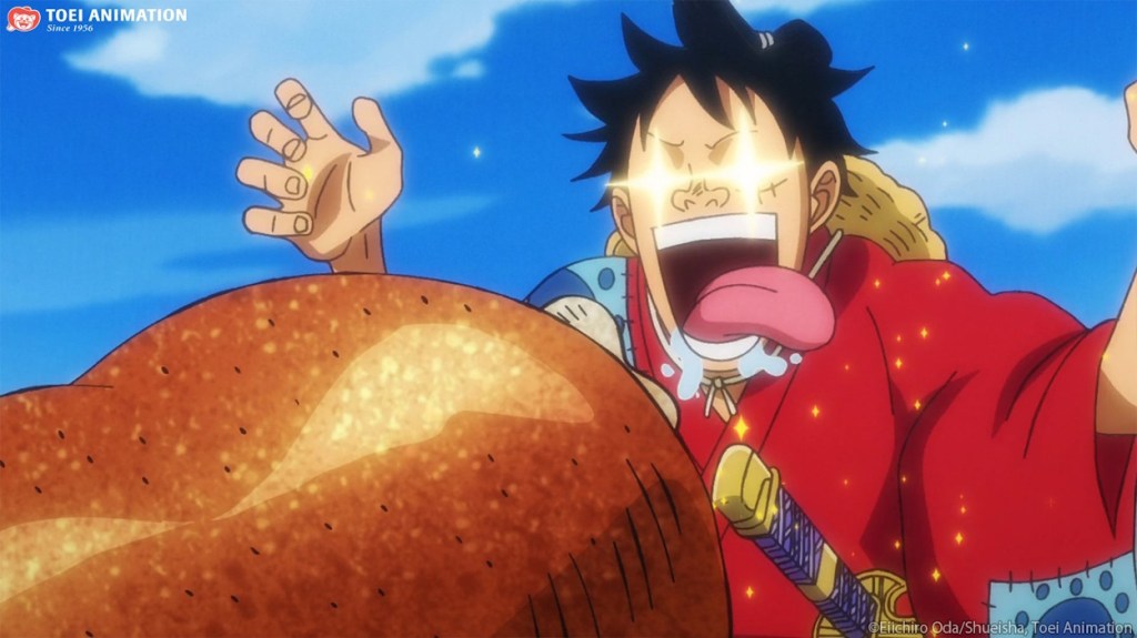 Luffy in awe with a meat