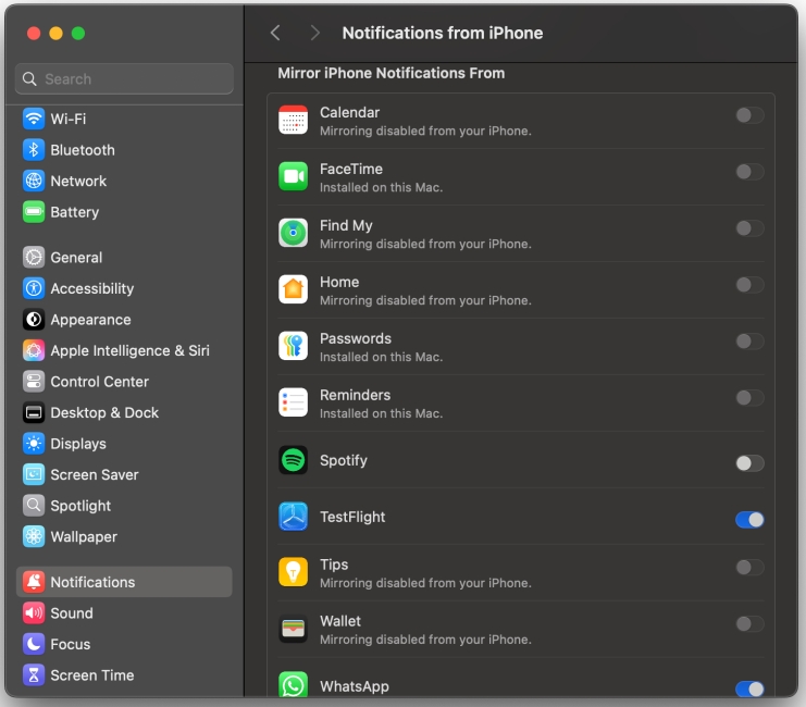 Manage iPhone Notifications on Mac