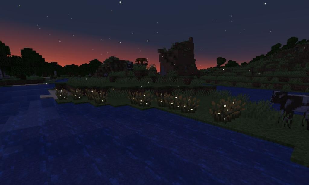 Minecraft Fireflies at Night