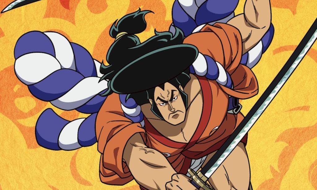 Oden with his swords in One Piece anime poster.