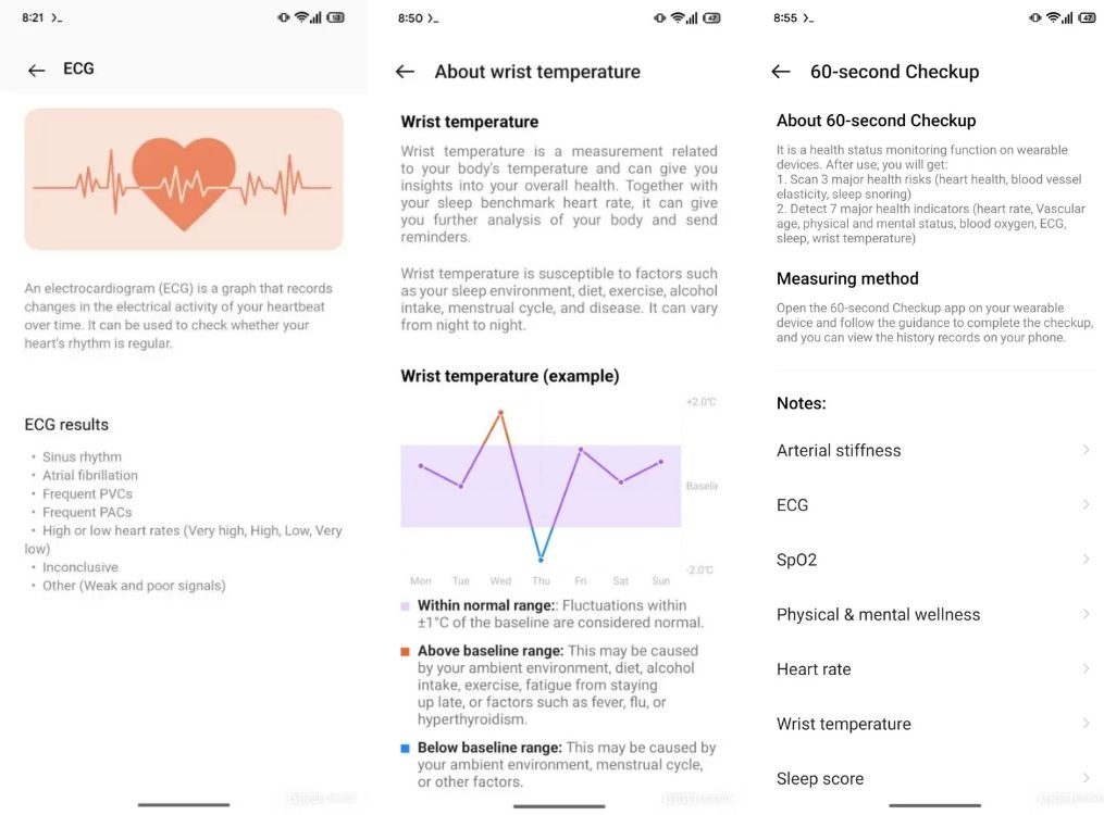 ECG wrist temperature and checkup features on OHealth app OnePlus