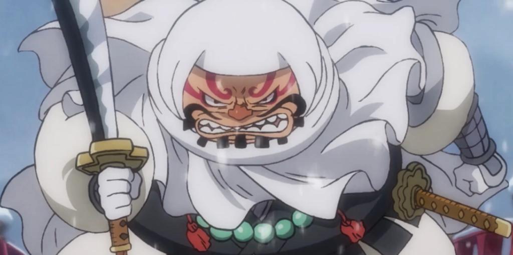 Onimaru in the form of Gyujkimaru with a Naginata in One Piece anime.