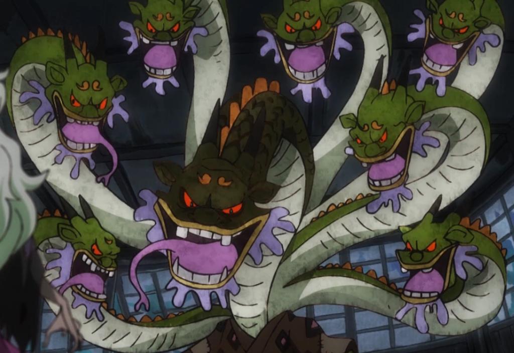 Orochi in his eight-headed form in One Piece anime.