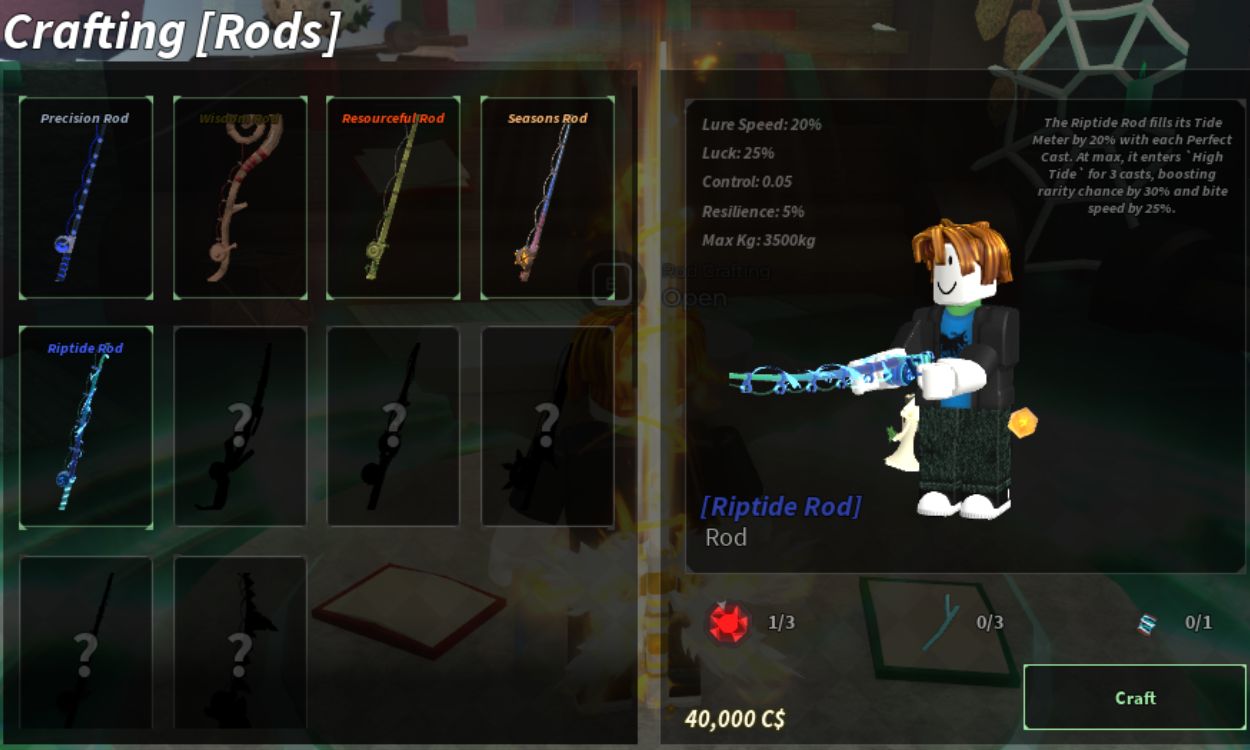 Riptide Rod Crafting Materials Fisch