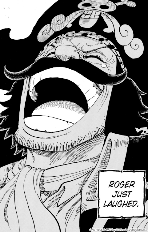 Roger Laughing after finding the One Piece treasure in Laugh Tale in One Piece manga.