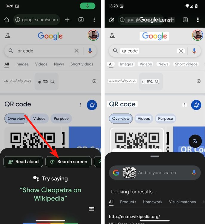 Google Pixel Google assistant with read screen option with Google Lens