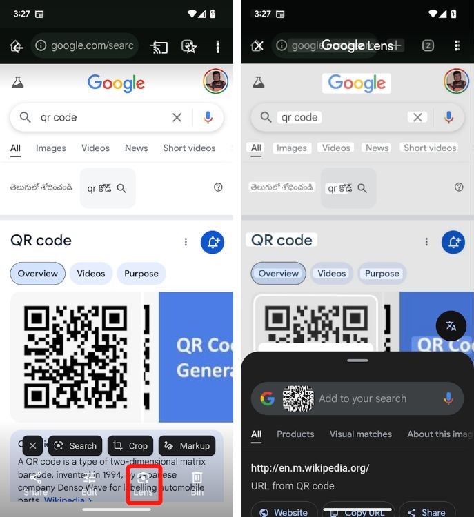 Google Pixel scan QR using Google Lens in Google Photos
