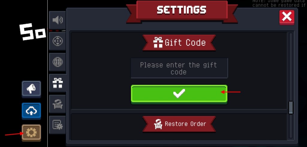 Soul Knight codes redeem option