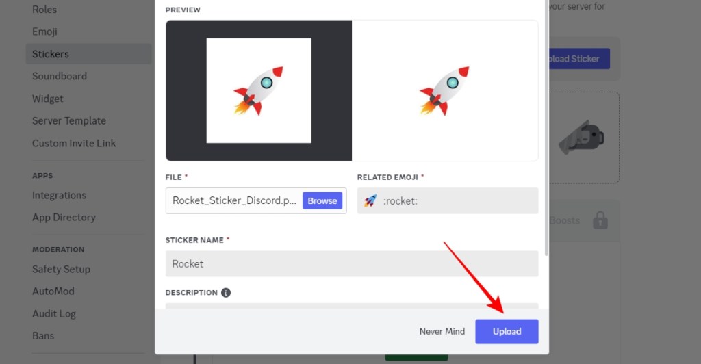 Upload Custom Sticker to Discord Server