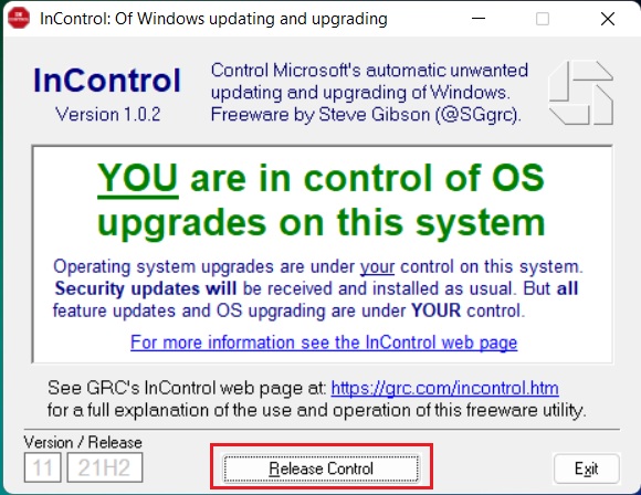 allow windows 11 update using incontrol