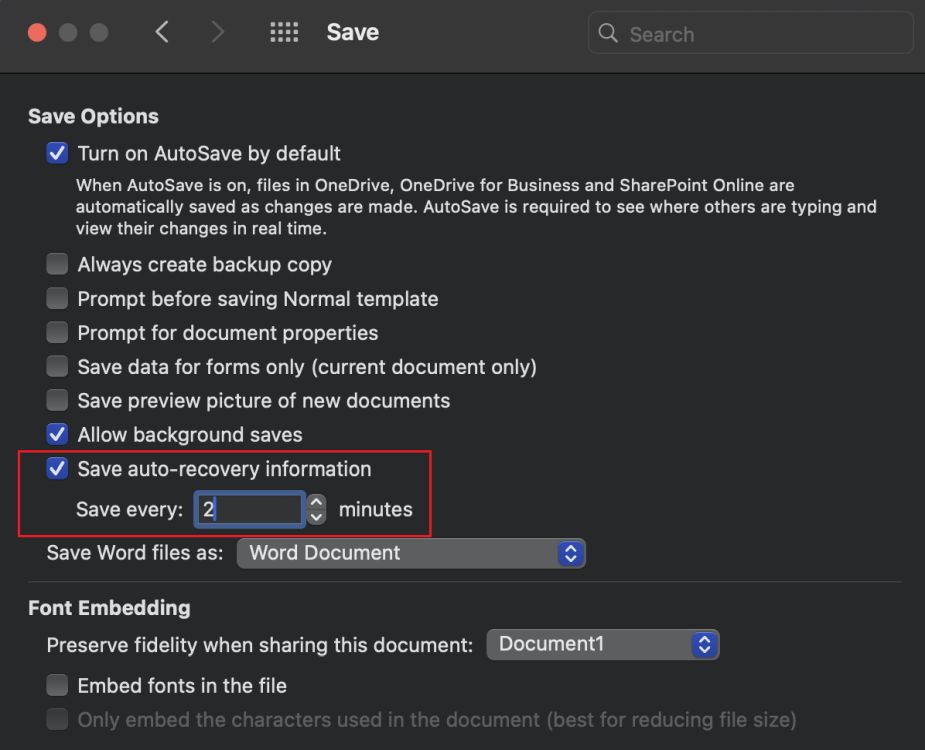 autorecovery interval in mac setting