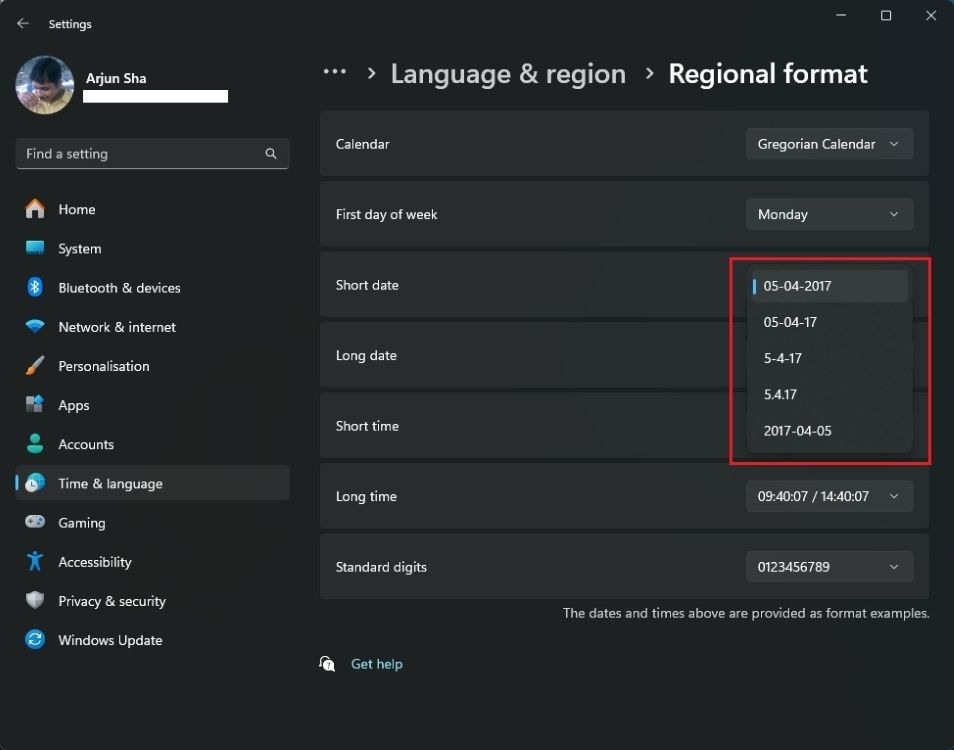 change date format on windows 11