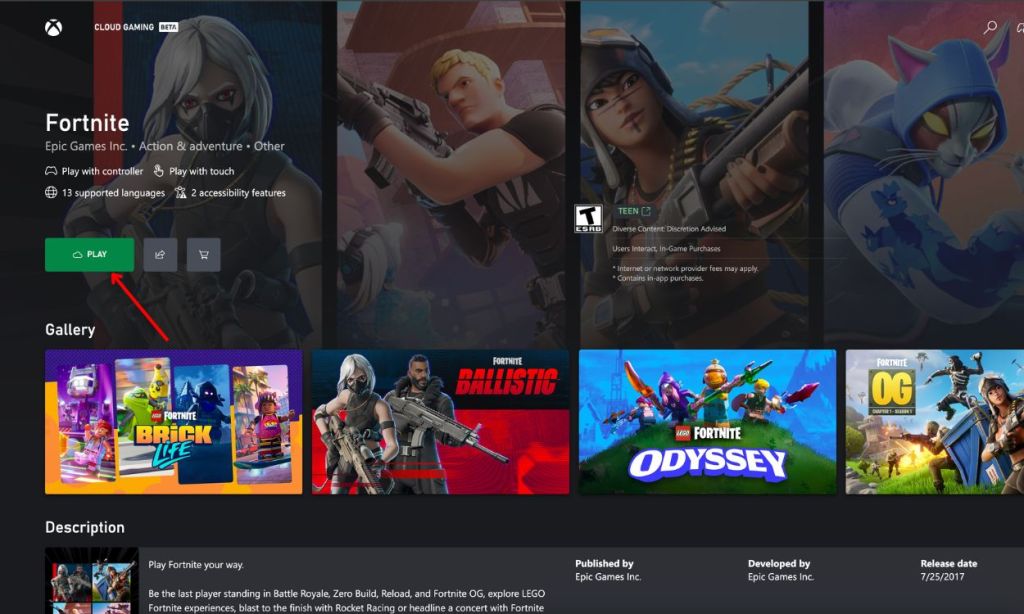 fortnite on xbox cloud gaming