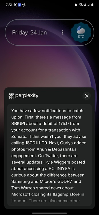 notification summary using perplexity assistant