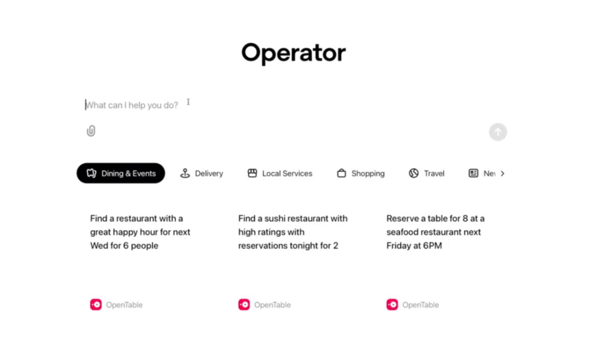 openai operator ai agent homepage