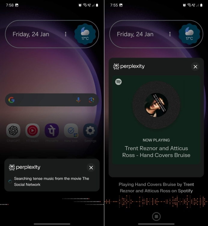 play music using perplexity assistant