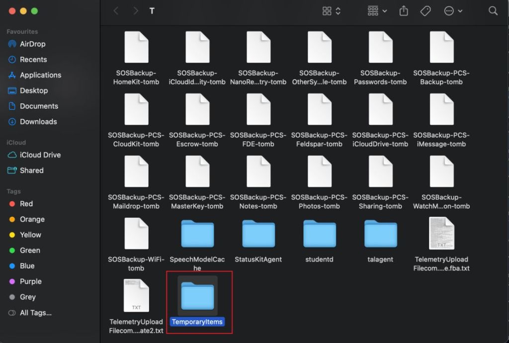 temporaryitems folder in macos