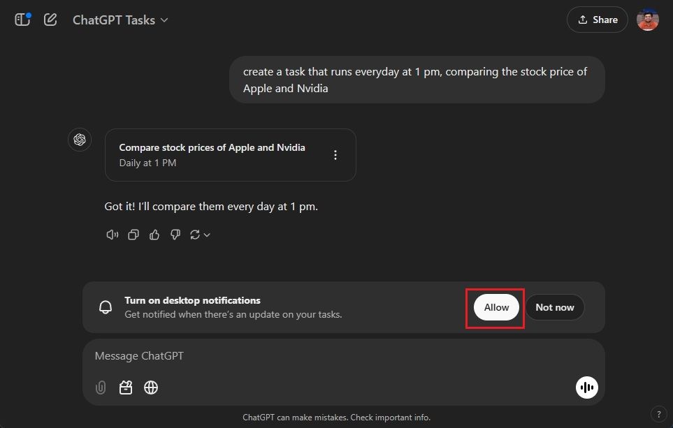 turn on desktop notification for chatgpt tasks