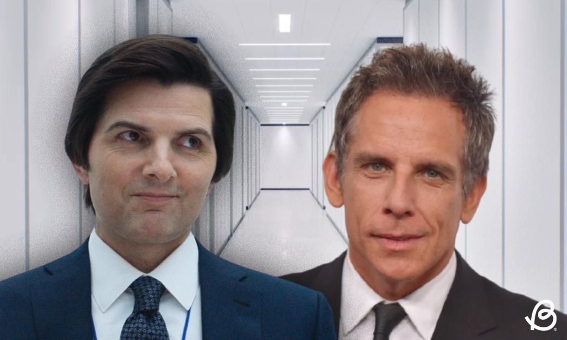 Adam scott on the left and ben stiller on the right confirms severance season 3