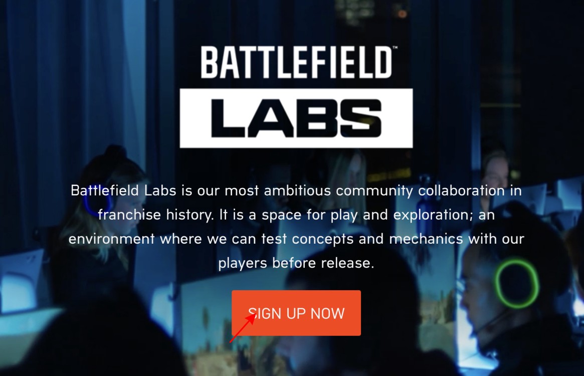 Battlefield Labs Sign up button