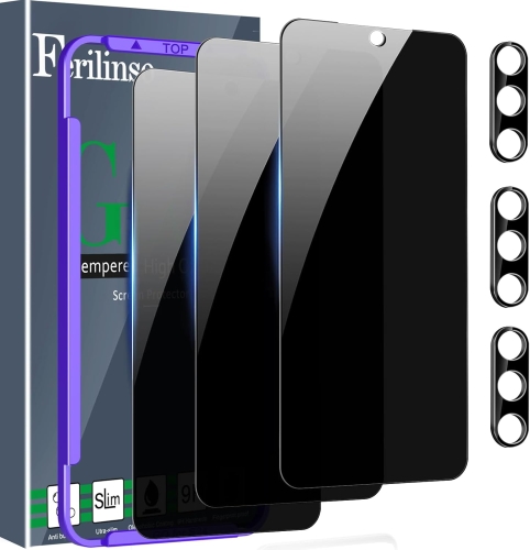 three privacy ferilinso screen protectors with camera protection lenses