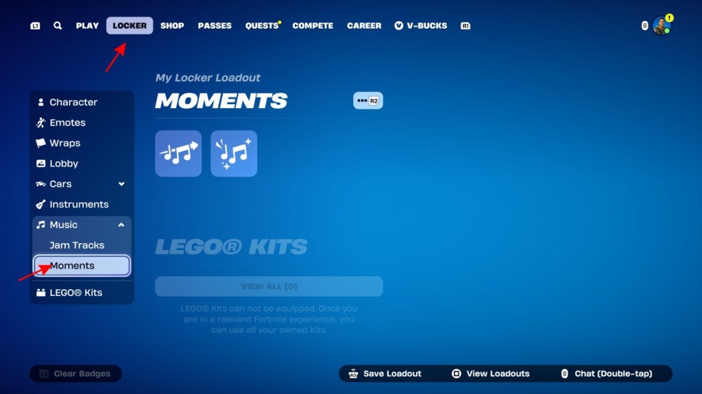 Fortnite Moments Locker Menu