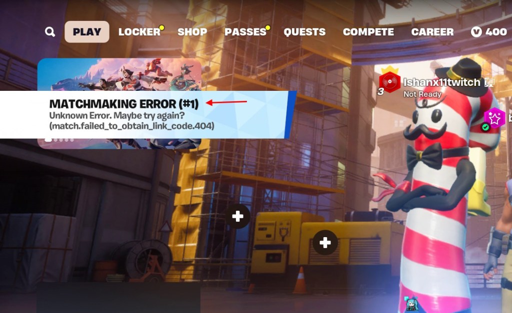 Fortnite matchmaking error 1 message