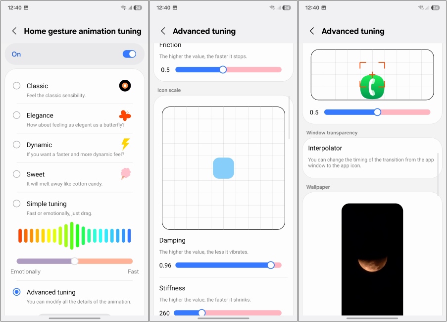 Gesture Settings in Home Up Good Lock Module