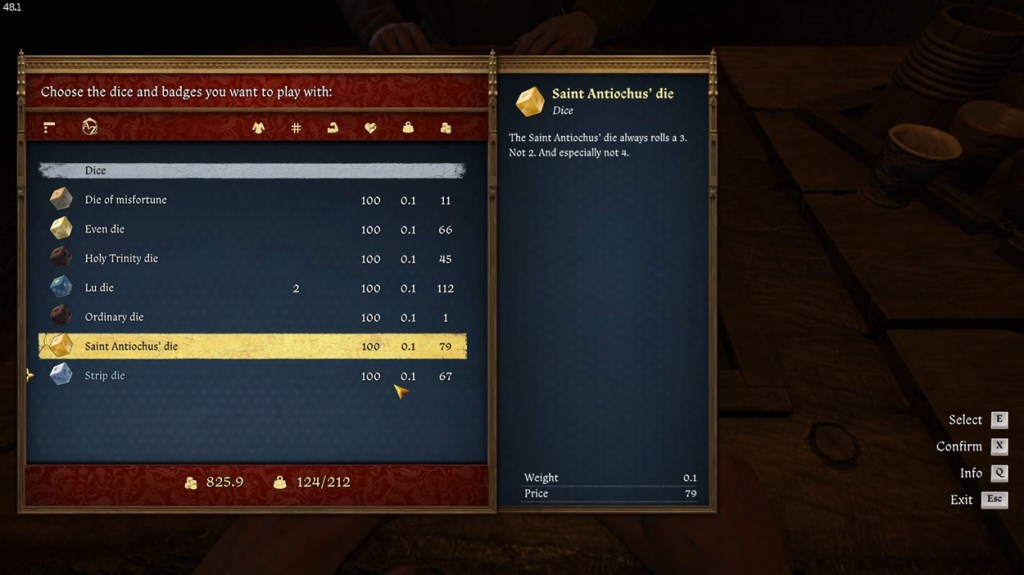 Loaded dices in Kingdom Come Deliverance 2