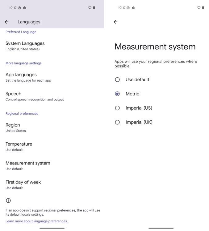 Change measurement units regardless of your phones language or region