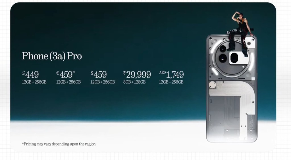 Nothing Phone 3a pro pricing