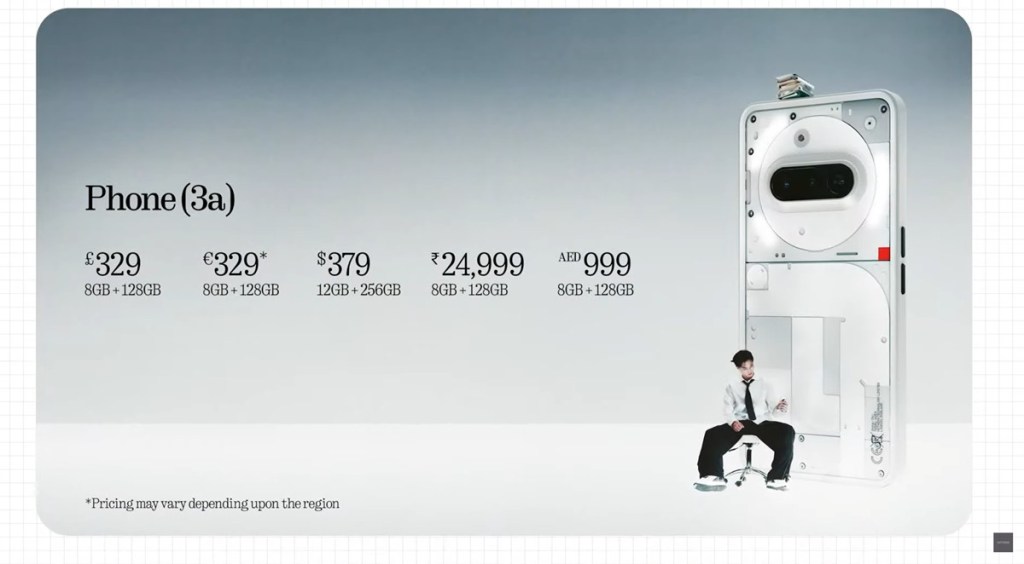 Nothing Phone 3a pricing