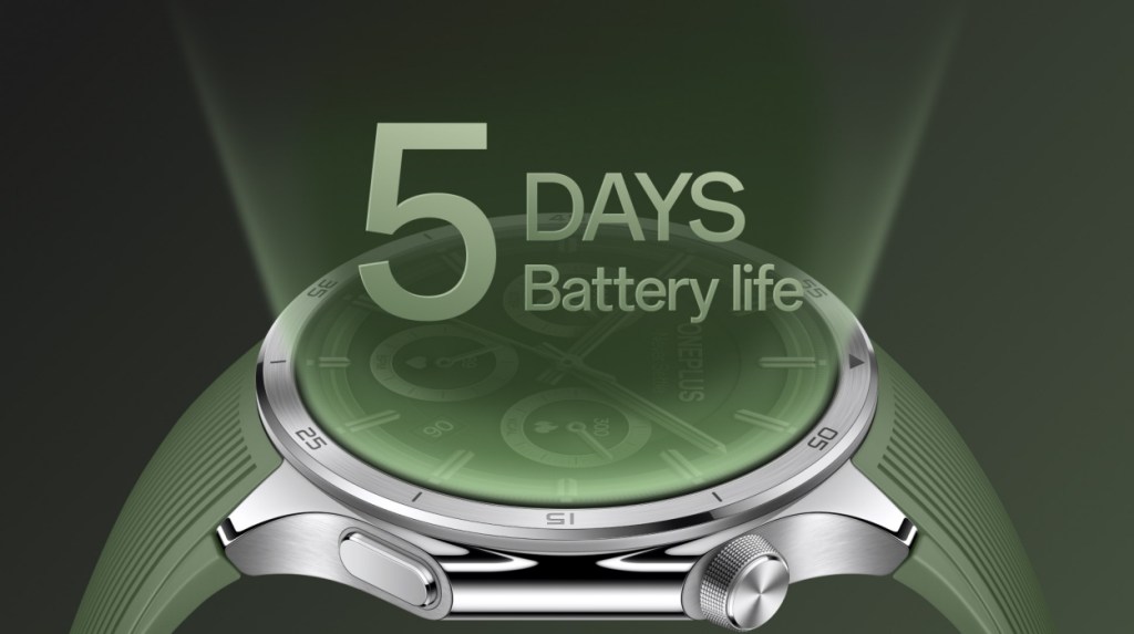 promotional banner of OnePlus Watch 3 showcasing the battery life