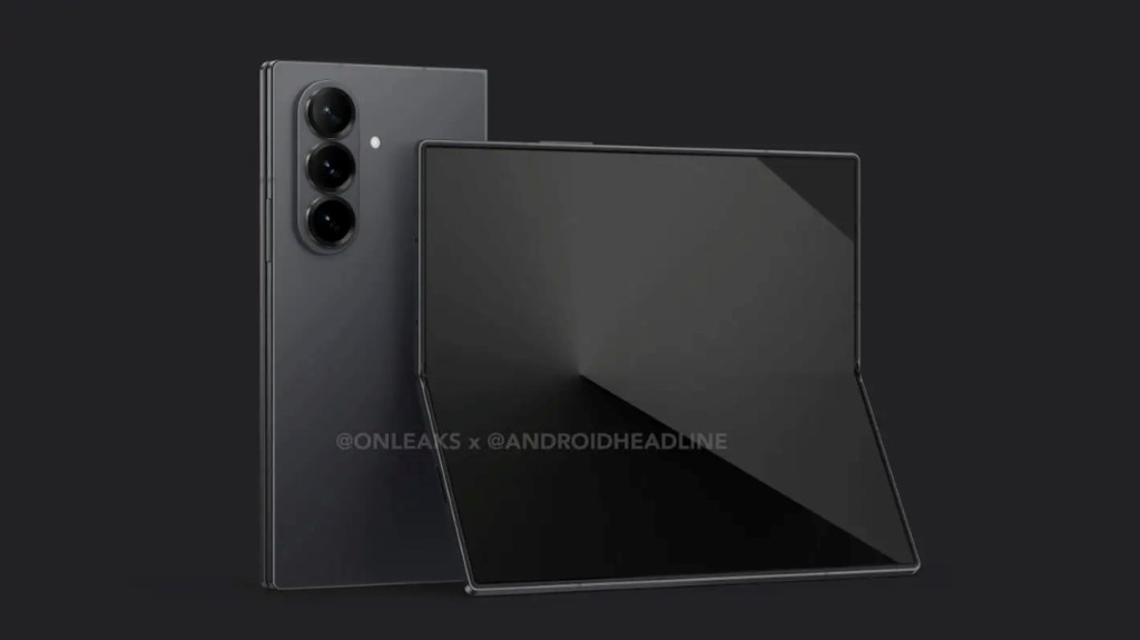 Samsung Galaxy Z Fold 7 CAD Render in Silver color Variant against a black background 1