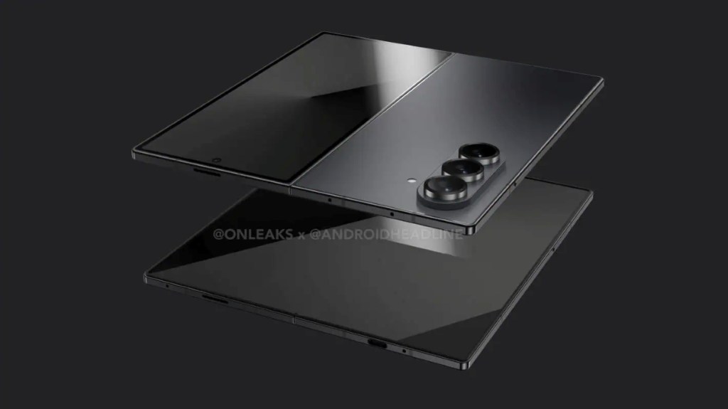 Samsung Galaxy Z Fold 7 CAD Render in Silver color Variant against a black background 2