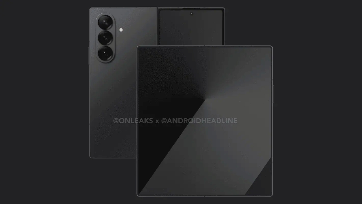 Samsung Galaxy Z Fold 7 CAD Render in Silver color Variant against a black background 3