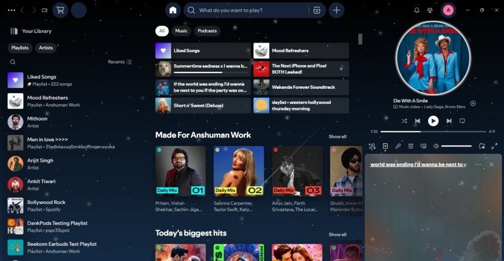 Starry Night Spotify Theme with Spicetify