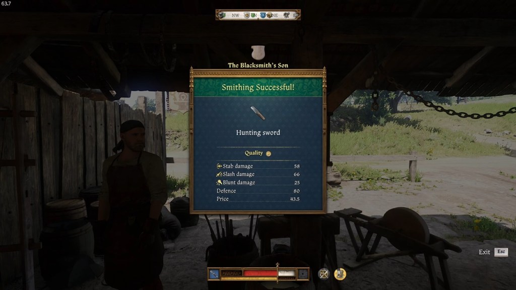 Successfully Smith a Hunting Sword in KCD 2