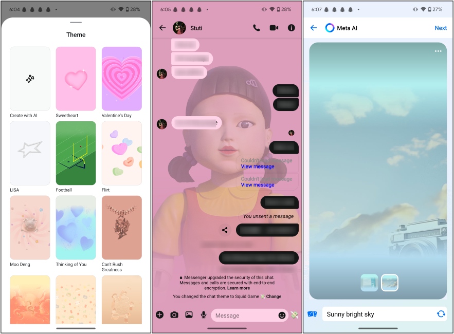 Themes on Instagram and Facebook Messenger Preview