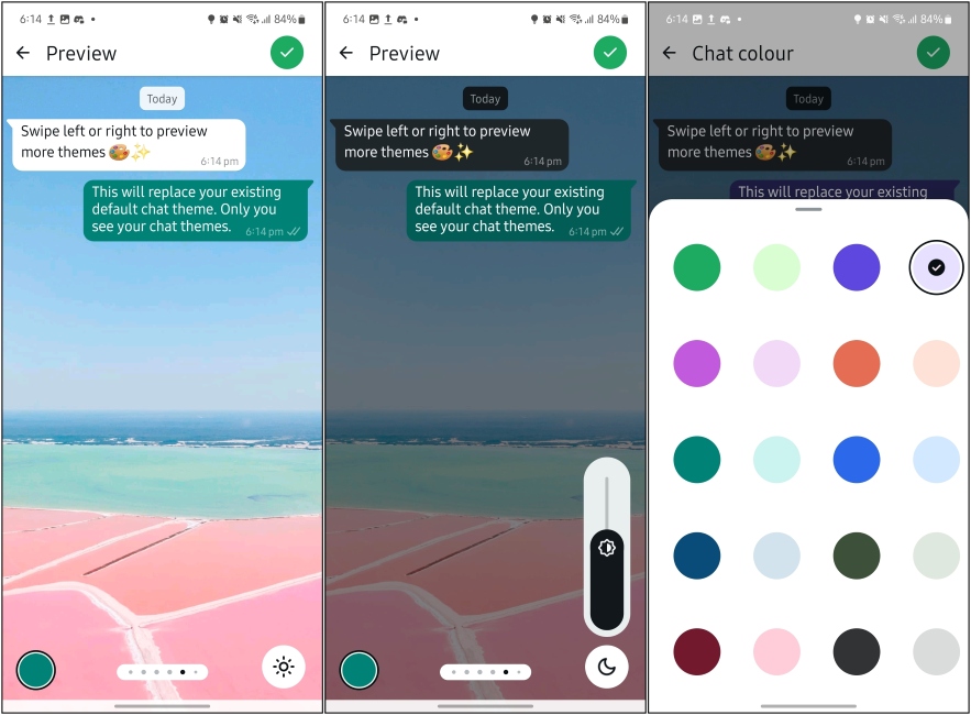 WhatsApp Chat Theme Customization Page