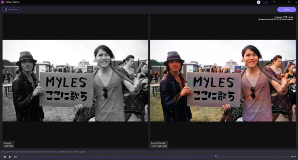 colorize old videos using hitpaw vikpea