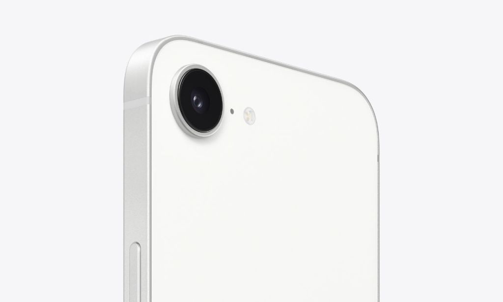 close up shot of the iPhone 16e camera in Apple's product image