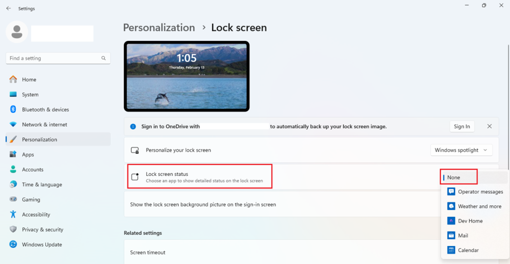 turn off lock screen widgets windows 11