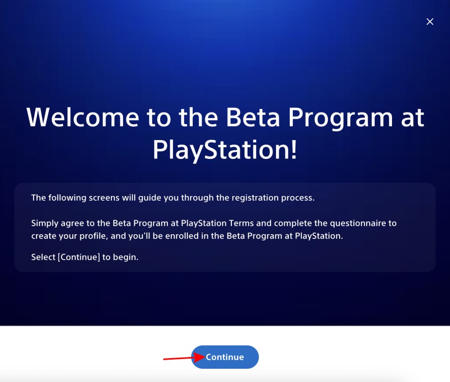 Click Continue PS Beta